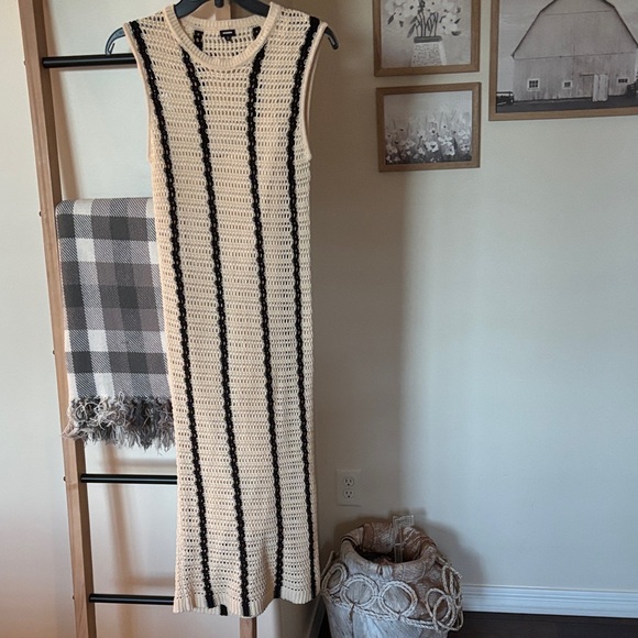 Monrow Black and White Striped Midi Dress - Picture 3 of 3